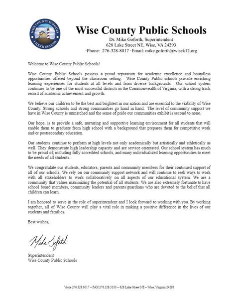 Superintendent’s Message .